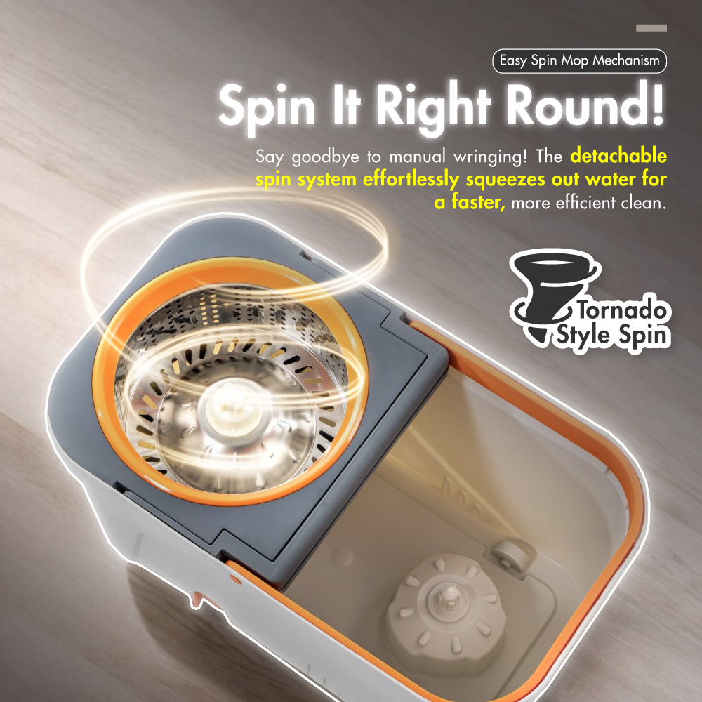 CN-4577-FLUX-Tornado-Spinning-Mop-02 HOUZE - FLUX Tornado Spinning Mop (White | Grey | Refill)