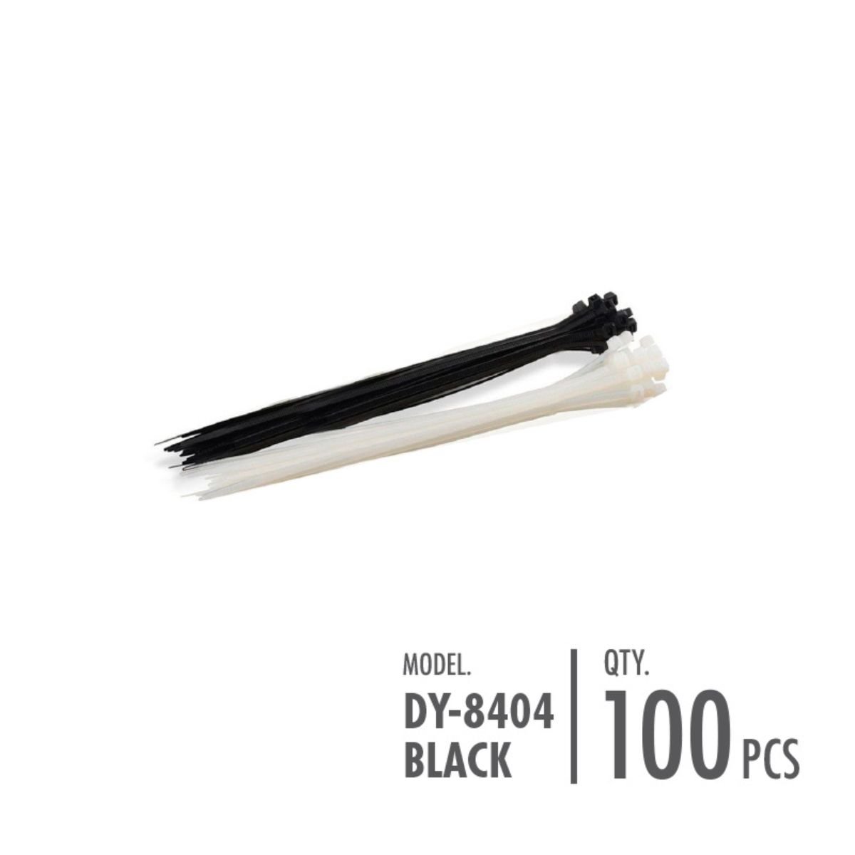 DH-8404-CLEAR-BLACK-100pcs Cable Tie - 0.36cm x 15cm/20cm/25cm/30cm (Black/Clear)