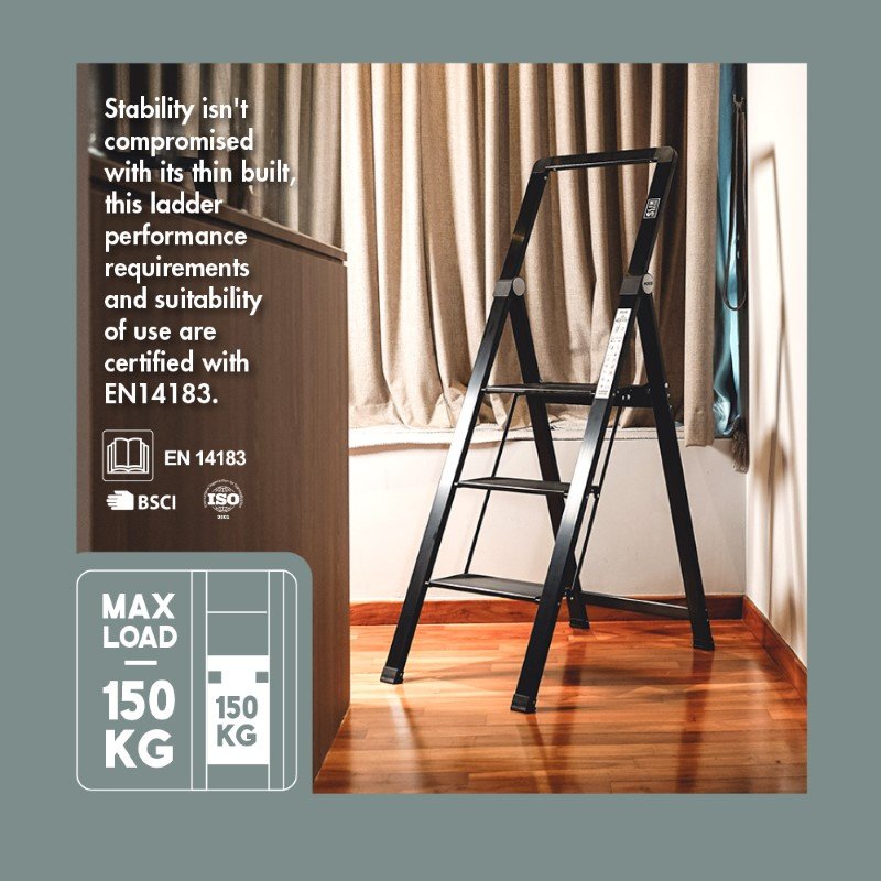 LS-A0264 listing 'SLIM' Aluminium 3 Tier | 4 Tier Ladder