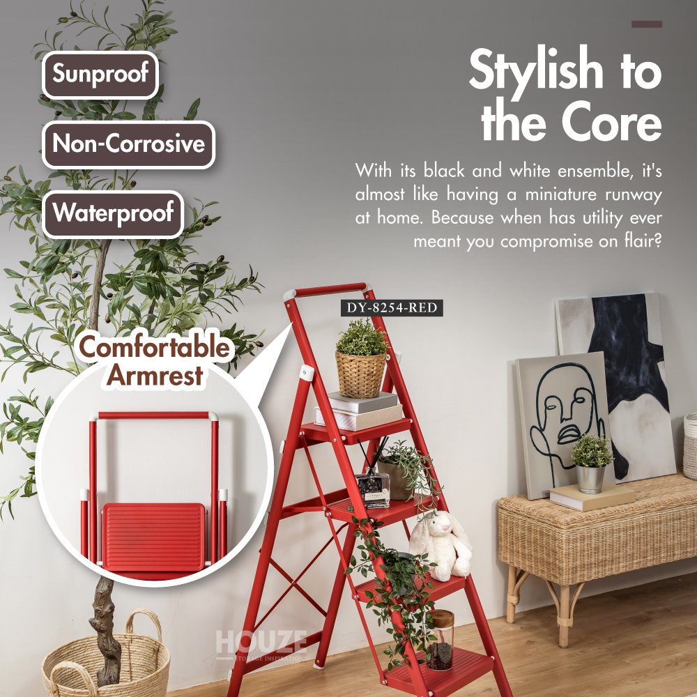 DY-8254-DY-8255-Stali-4-5-Tier-Slim-Carbon-Steel-Ladder-with-Wide-Pedal-04 Stáli 4-Tier / 5-Tier Slim Carbon Steel Ladder With Wide Pedal