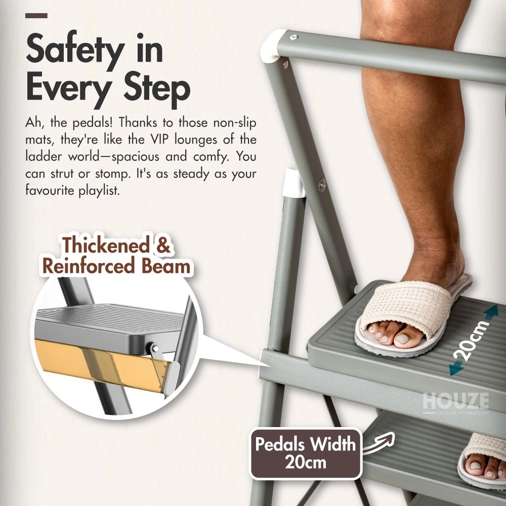 DY-8254-DY-8255-Stali-4-5-Tier-Slim-Carbon-Steel-Ladder-with-Wide-Pedal-05 HOUZE - 'Stáli' 4-Tier / 5-Tier Slim Carbon Steel Ladder With Wide Pedal